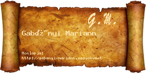 Gabányi Mariann névjegykártya